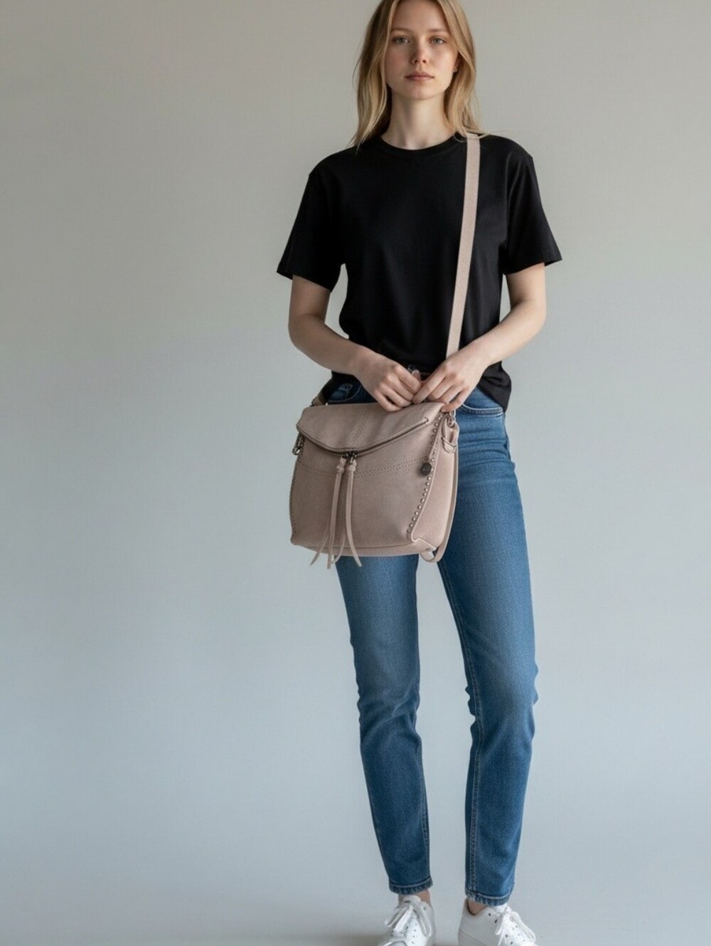 The Sak Blush Pink Pebbled Leather Crossbody